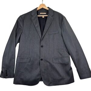 John Varvatos Mens 44R Blazer Jacket Gray Plaid Check Unstructured Modern Wool